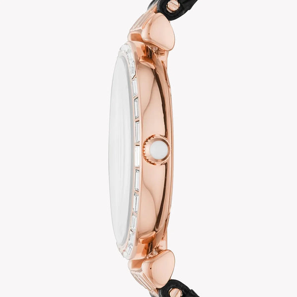Emporio Armani Women's Rose Gold Watch, Black Leather | Ar11295 by i-watch