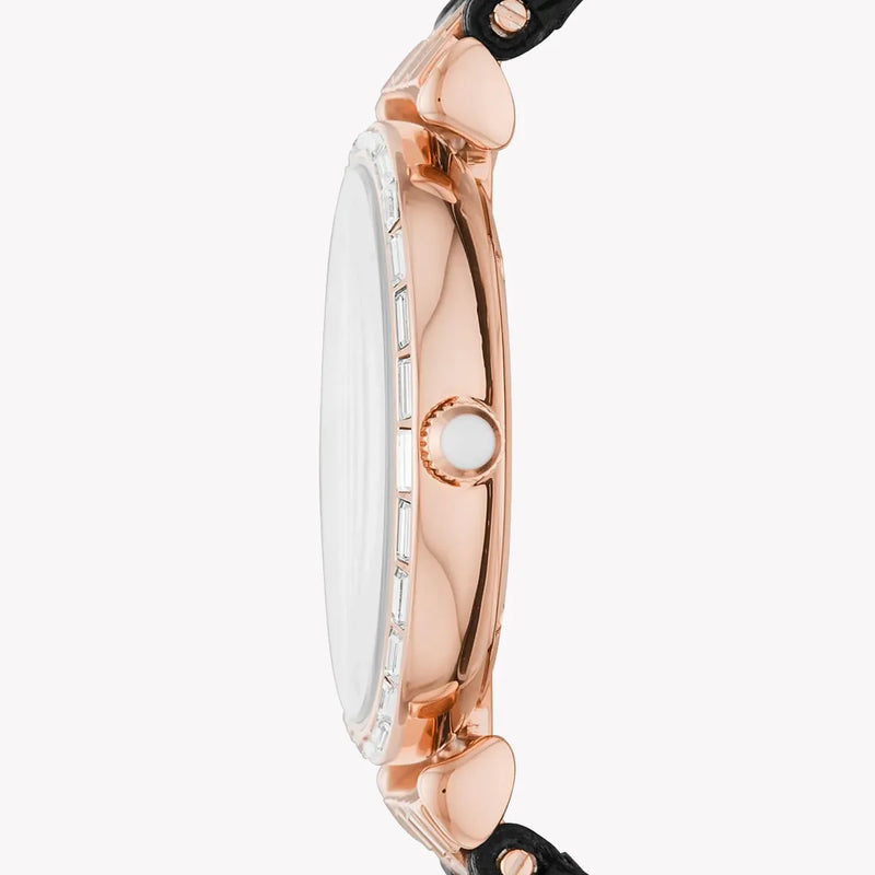 Emporio Armani Women's Rose Gold Watch, Black Leather | Ar11295 by i-watch