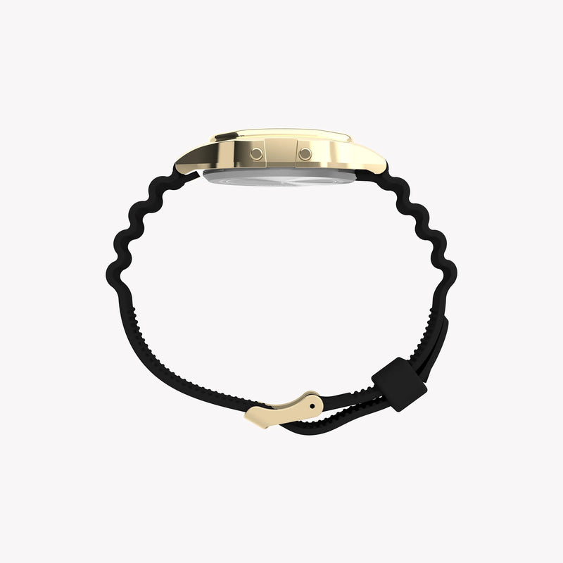 Timex Unisex Gold Tone Resin Strap, Black Lens | T80 by i-watch