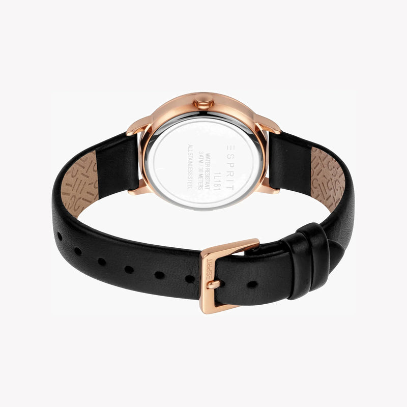 Esprit Women's Black Leather Watch, Black Dial | ES1L181L2035 by i-watch