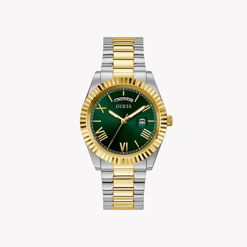 Guess Men's Gold/Silver Watch, Green Dial | Gw0265g8 by i-watch