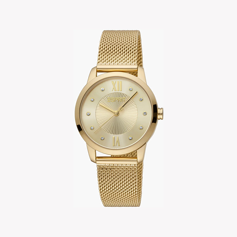 Esprit Women's Gold Stainless Steel Watch, Champagne Dial | Es1l057m0045 by i-watch