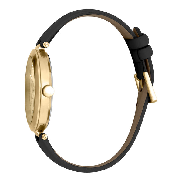 Esprit Women's Watch With Gold Stainless Steel Case And Black Leather Band by i-watch