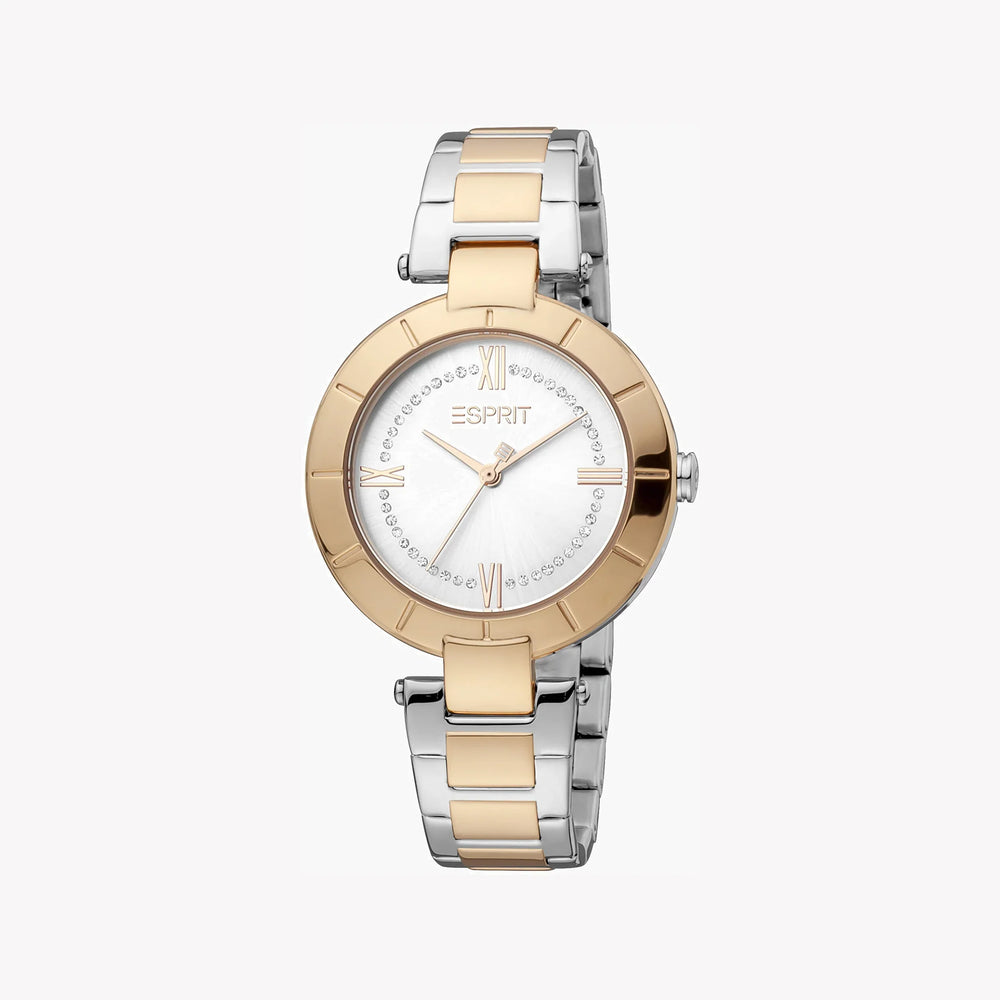 Esprit Women's Silver & Rose Gold Watch, Silver Dial | Es1l081m0015 by i-watch