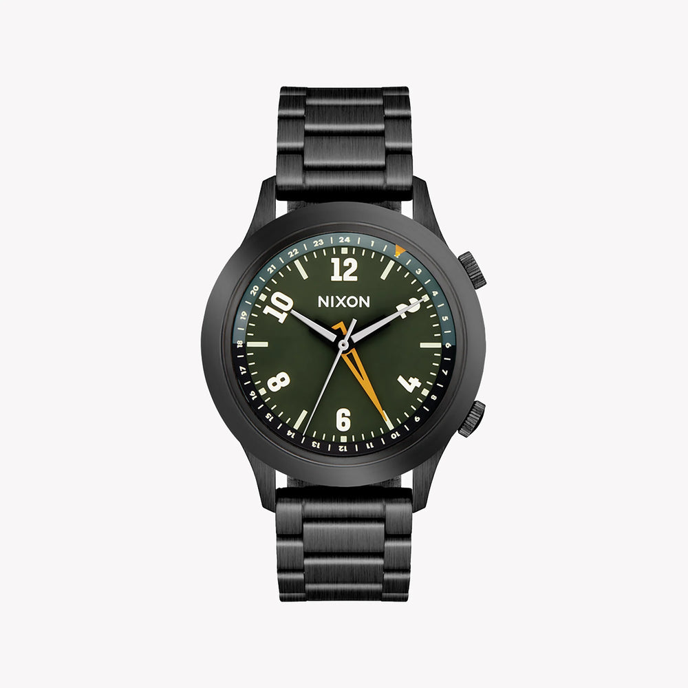 Nixon Men's Black Stainless Steel Watch, Green Dial | A1422-5290 by i-watch
