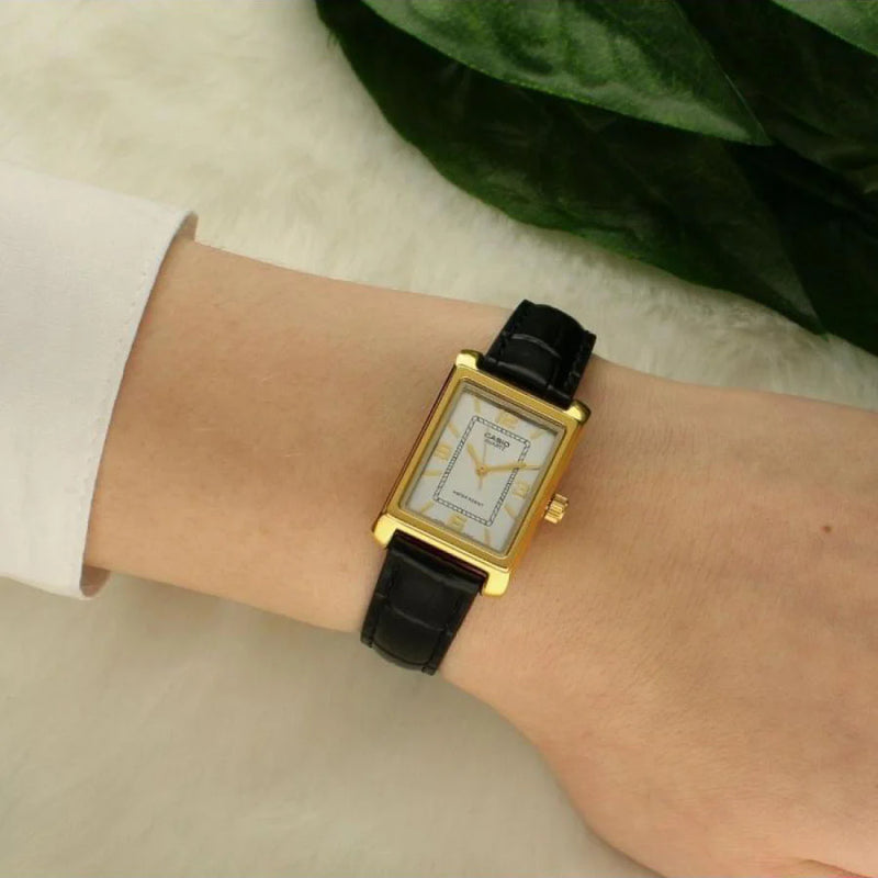 Timeless Elegance Women's Gold Brass Watch, Leather Strap | Ltp-1234pgl-7a2ef by i-watch