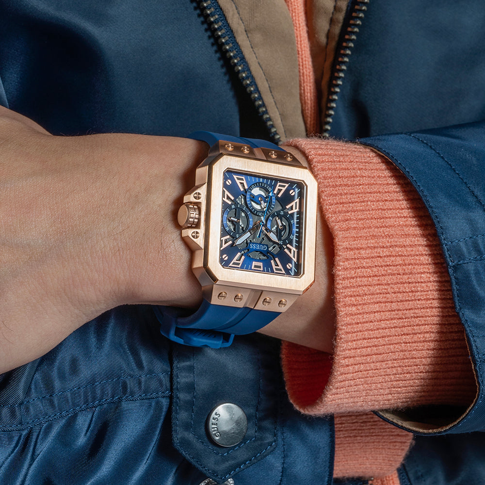 GUESS GW0637G3 BOLD SOPHISTICATION - MEN'S ROSE GOLD & BLUE DIAL WATCH-i-Watch-4