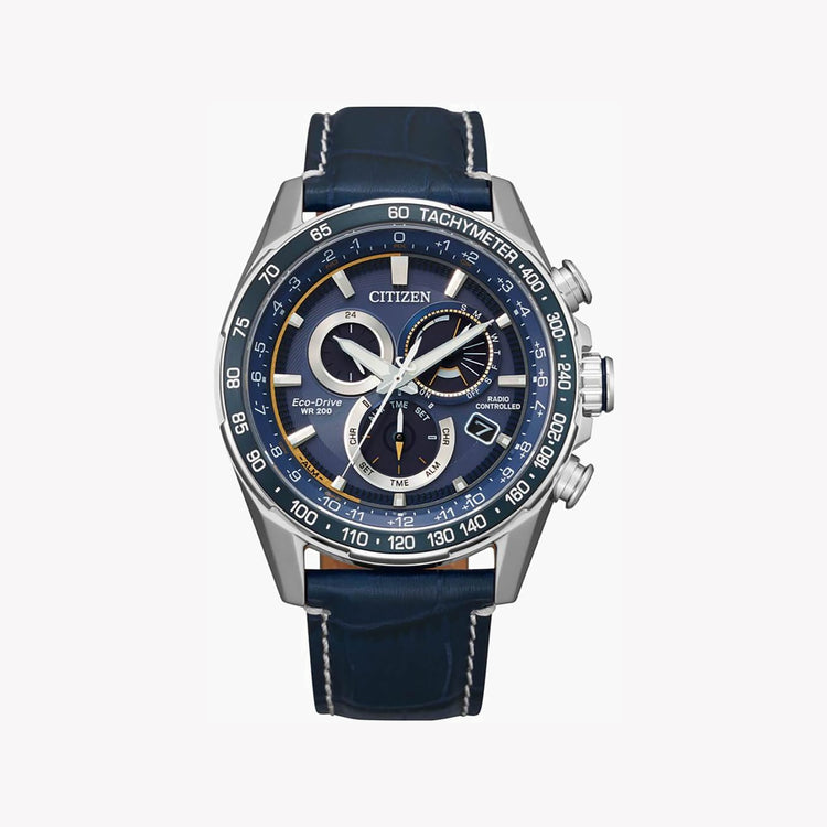 CITIZEN CB5918-02L - ELEGANT BLUE DIAL MEN'S WATCH WITH LEATHER BAND & PERPETUAL CALENDAR