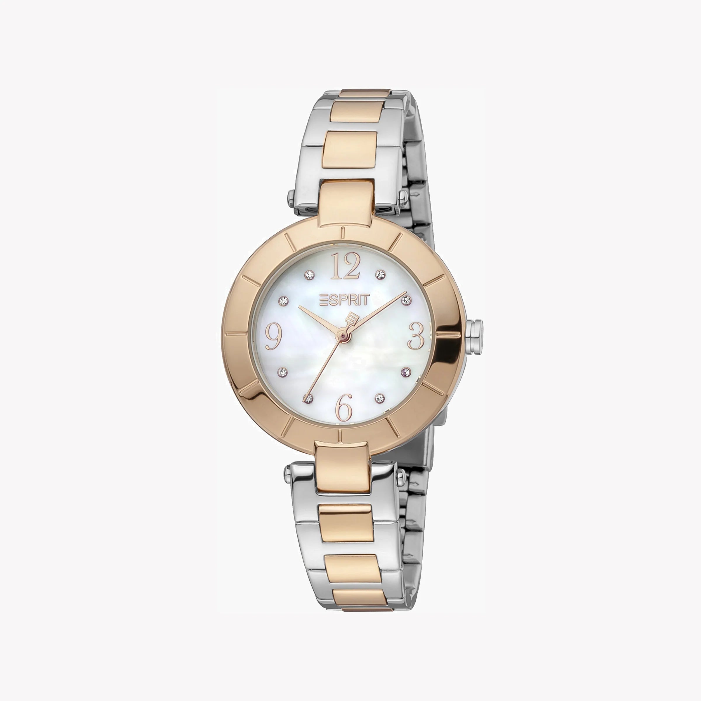 ESPRIT Women's Watch with Silver Stainless Steel Case and Silver & Rose Gold Stainless Steel Band