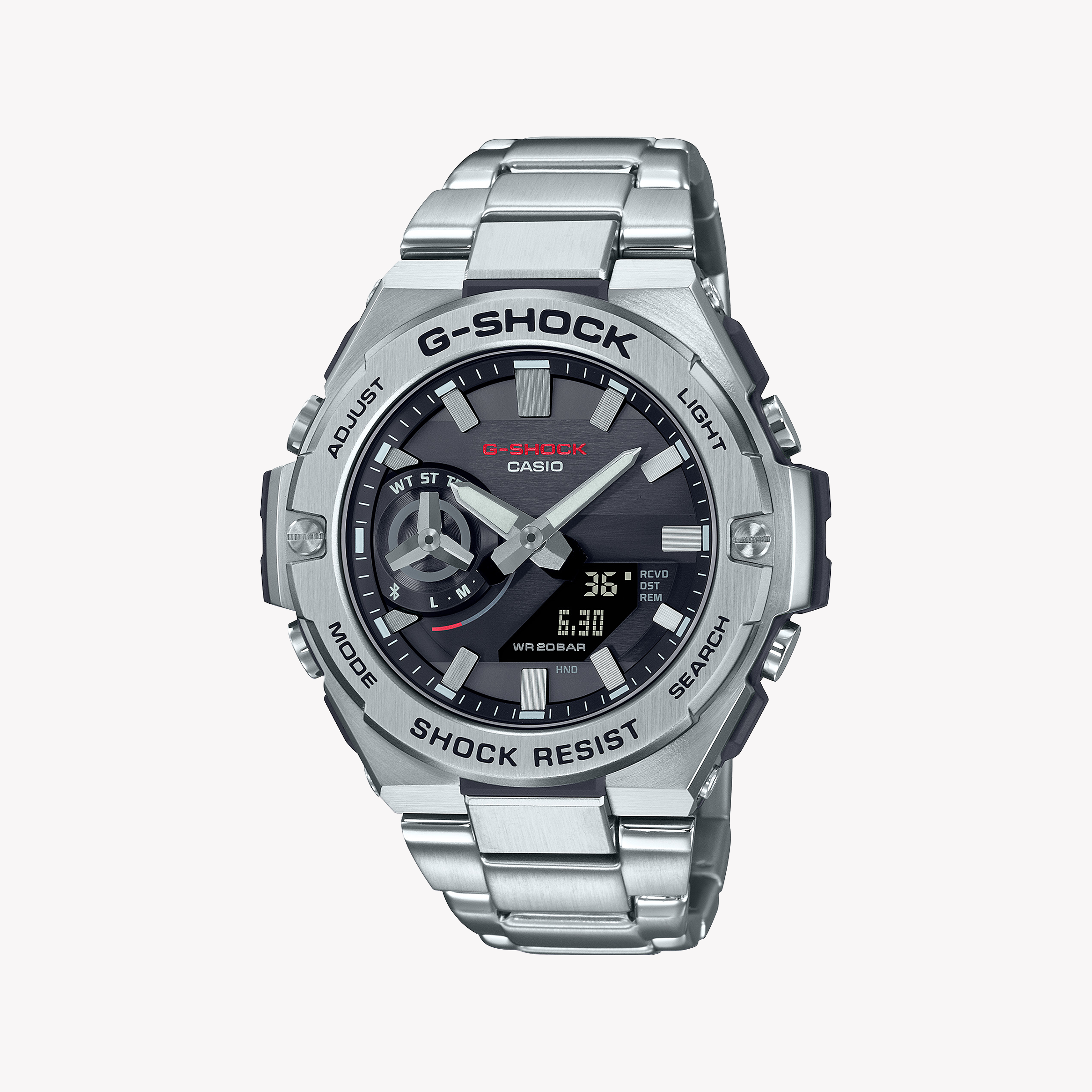 CASIO G-SHOCK GST-B500D-1ADR - ELEGANT ADVENTURER MEN'S WATCH with Silver Stainless Steel and Bold Black Dial