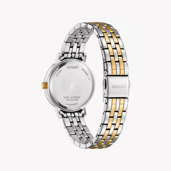 Citizen Women's Silver & Gold Watch, Pearl Dial | El3106-59d by i-watch