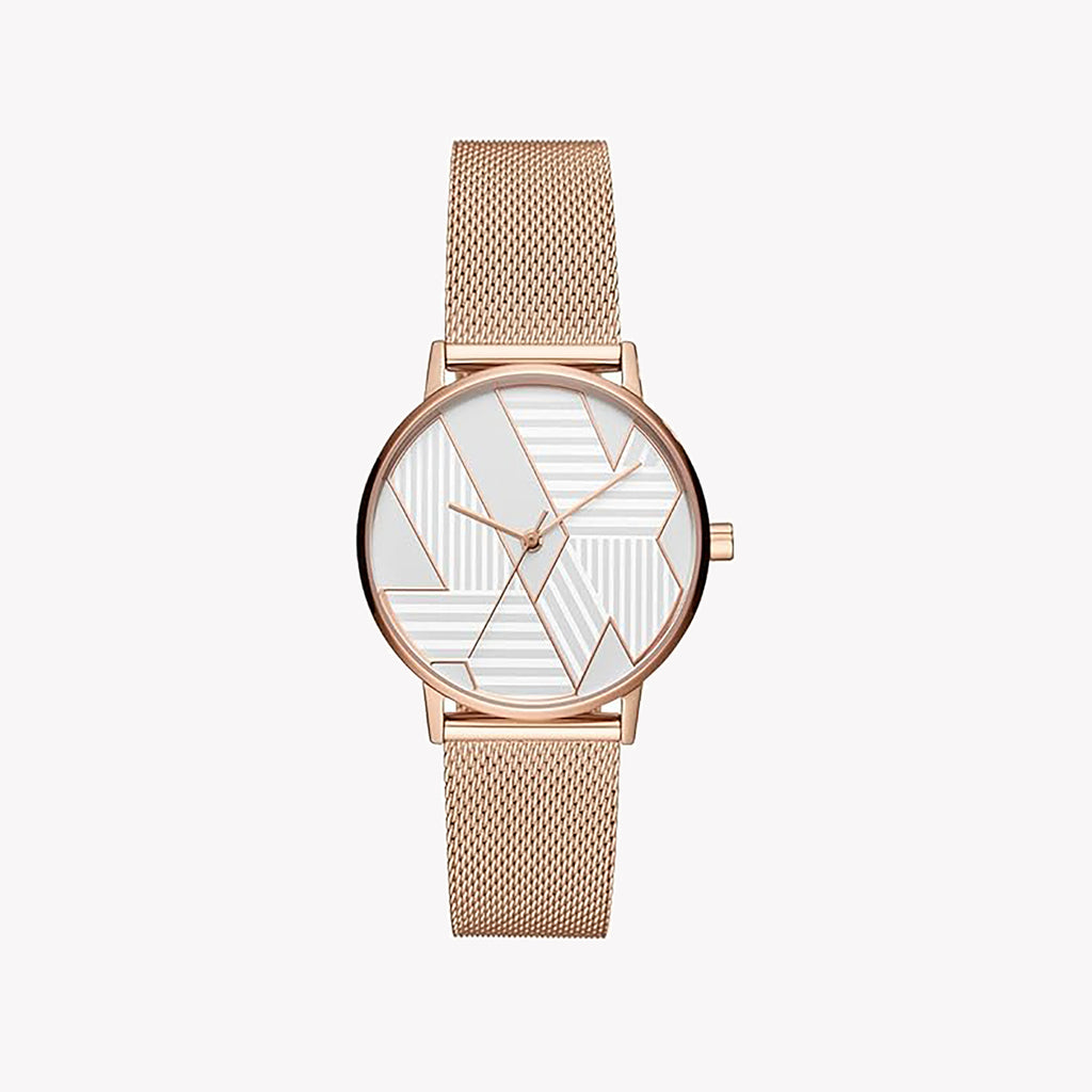 A|X ARMANI EXCHANGE AX5550 ROSE GOLD CHARM - ELEGANT WOMEN'S WATCH WITH WHITE DIAL