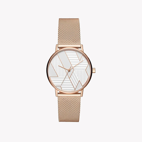 A|X ARMANI EXCHANGE AX5550 ROSE GOLD CHARM - ELEGANT WOMEN'S WATCH WITH WHITE DIAL