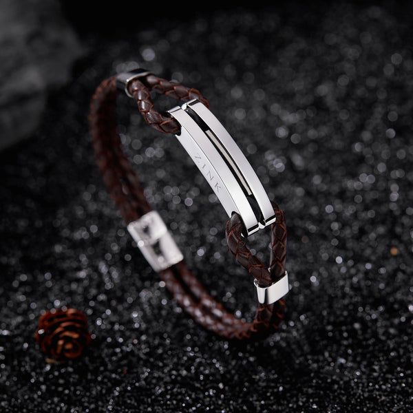 Zjbc016slpbr Zink Men's Bracelet