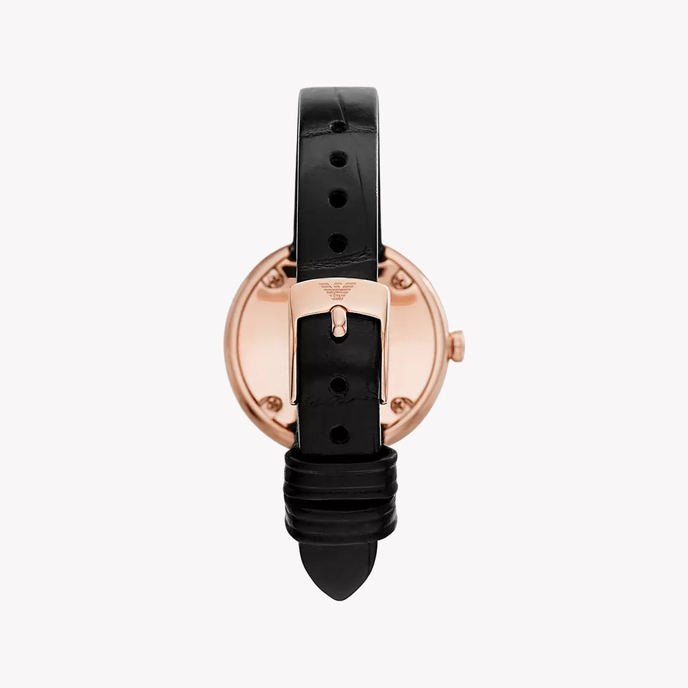 Emporio Armani Women's Rose Gold Watch, Black Leather | Ar11356 by i-watch