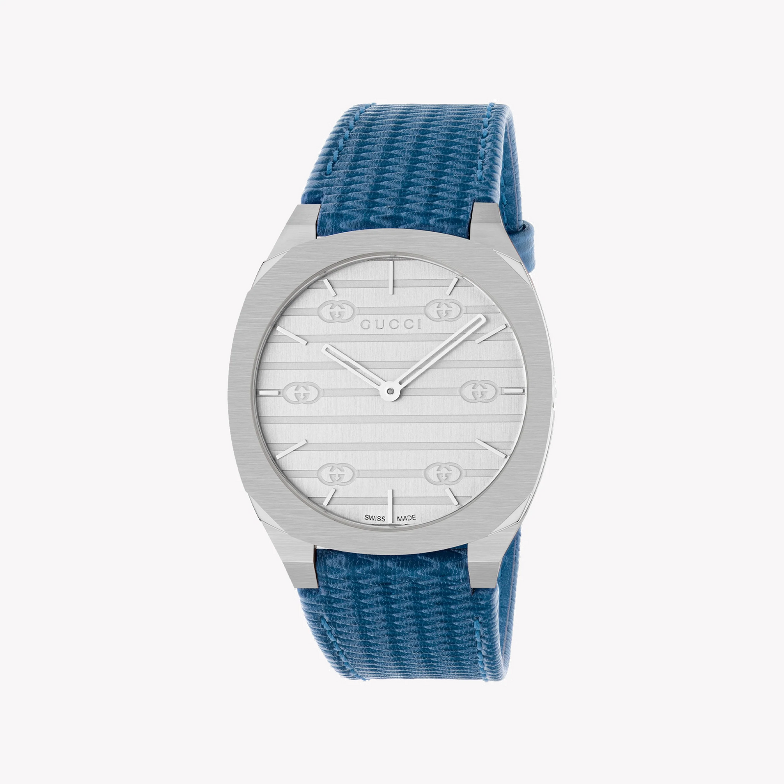 Gucci Women's Silver Watch, Blue Leather Band | Ya163422 by i-watch