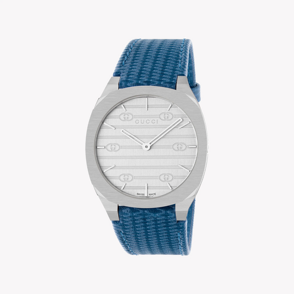 Gucci Women's Silver Watch, Blue Leather Band | Ya163422 by i-watch