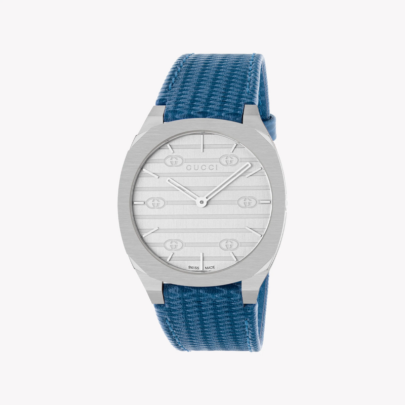 Gucci Women's Silver Watch, Blue Leather Band | Ya163422 by i-watch