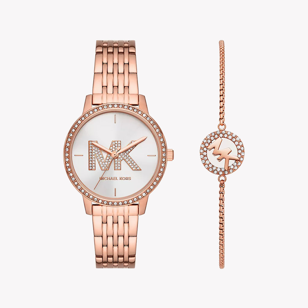 MICHAEL KORS MK1052SET ROSE GOLD ELEGANCE - CONTEMPORARY WOMEN'S WATCH WITH WHITE DIAL