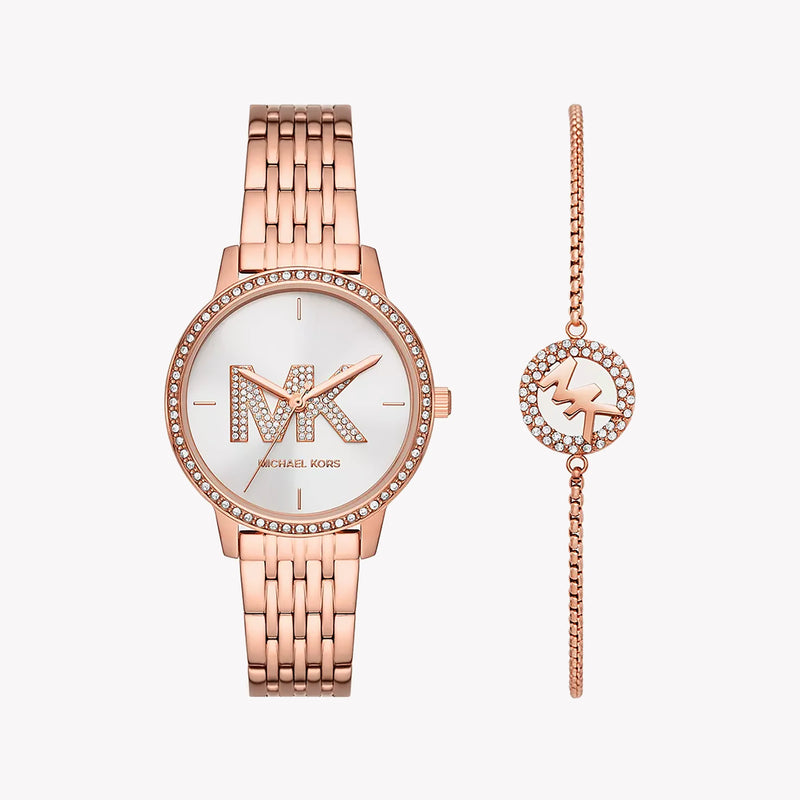 Michael Kors Women's Rose Gold Watch, White Dial | Mk1052set by i-watch