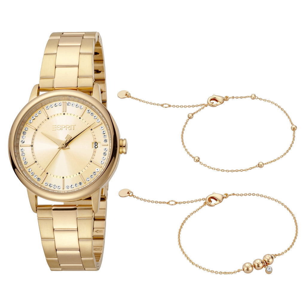 ESPRIT Women's Watch with Gold Stainless Steel Case and Gold Stainless Steel Band