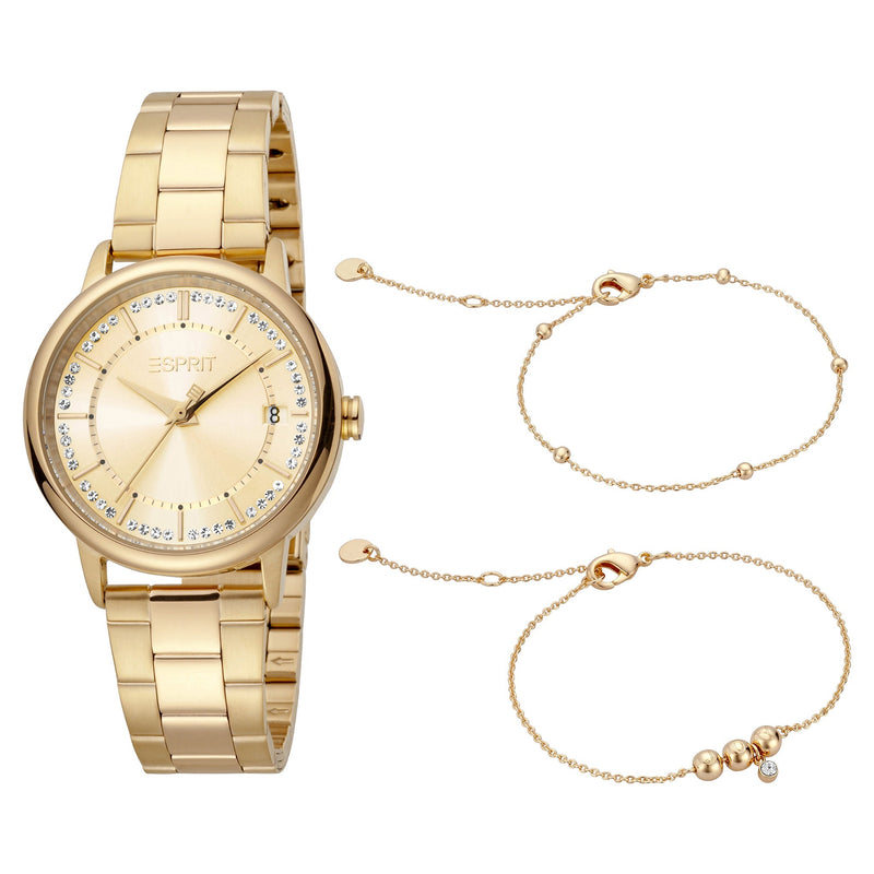 Esprit Women's Watch With Gold Stainless Steel Case And Gold Stainless Steel Band by i-watch