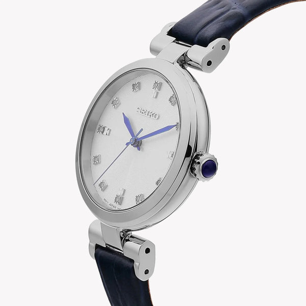 Seiko Women's Silver Stainless Steel, Dark Blue Leather | Srz545p1 by i-watch