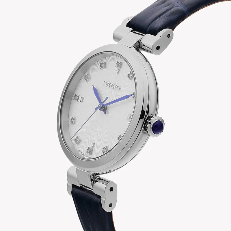 Seiko Women's Silver Stainless Steel, Dark Blue Leather | Srz545p1 by i-watch