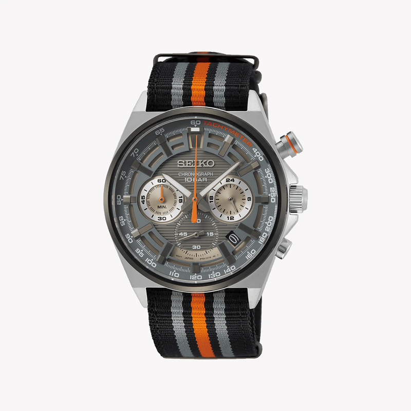 Seiko Men's Grey Stainless Steel, Multicolor Nylon | Ssb403p1 by i-watch
