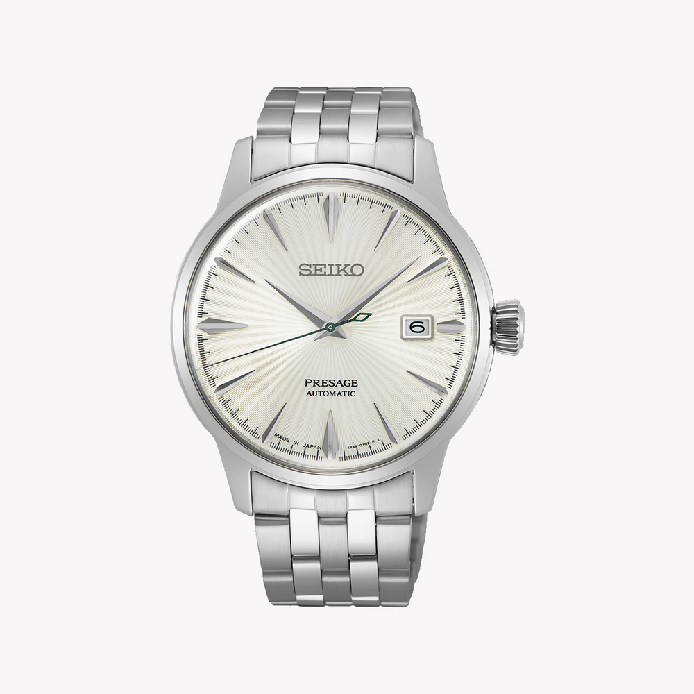 Seiko Presage SRPG23J1 Men's Automatic Watch, Steel, White Dial-i-Watch