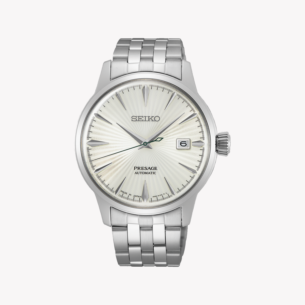 Seiko Presage SRPG23J1 Men's Automatic Watch, Steel, White Dial-i-Watch