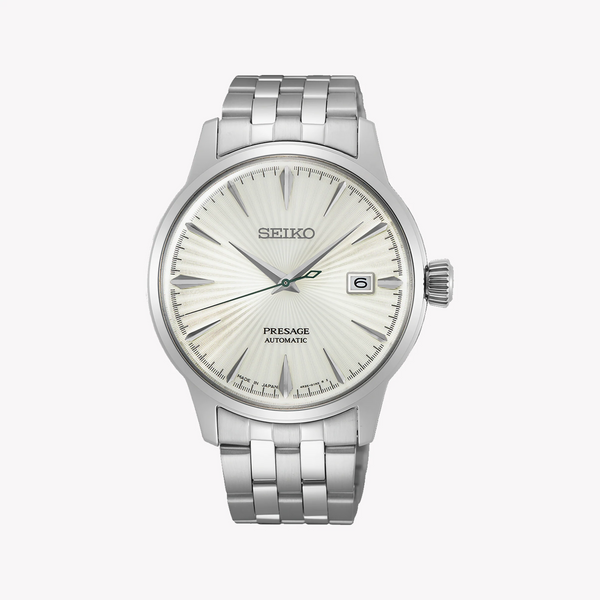 Seiko Men's Silver Stainless Steel Watch, White Dial | Srpg23j1