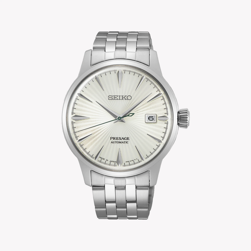 Seiko Presage SRPG23J1 Men's Automatic Watch, Steel, White Dial-i-Watch