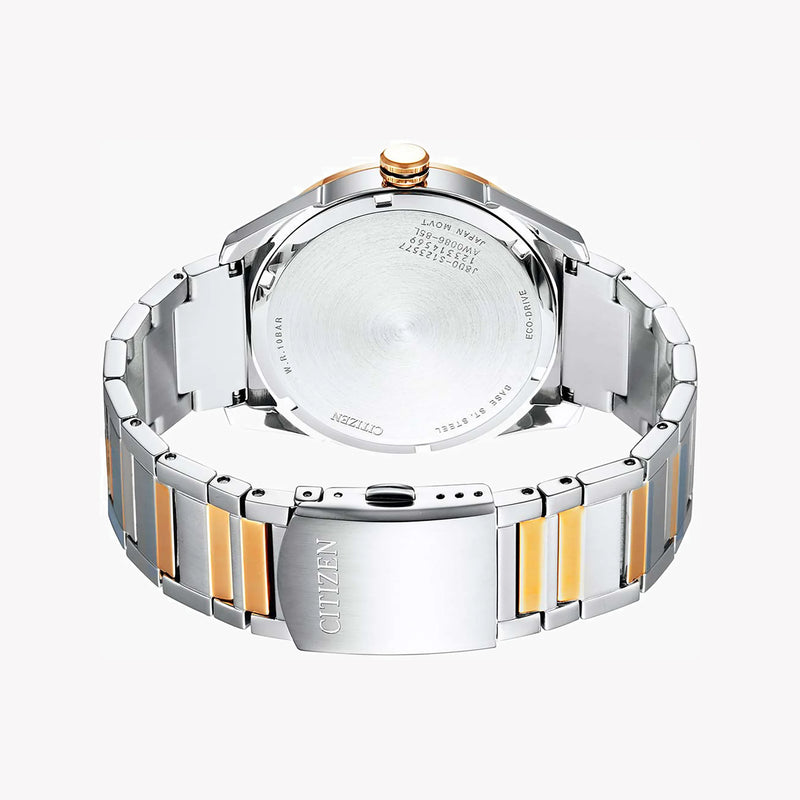 Citizen Aw0086-85l Dual-Tone Elegance - Modern Men's Eco-Drive Watch With Blue Dial & Stainless Steel Band by i-watch
