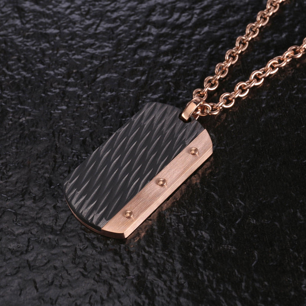 Zink Men's Rose Gold & Black Stainless Steel Necklace | Zjpd01811