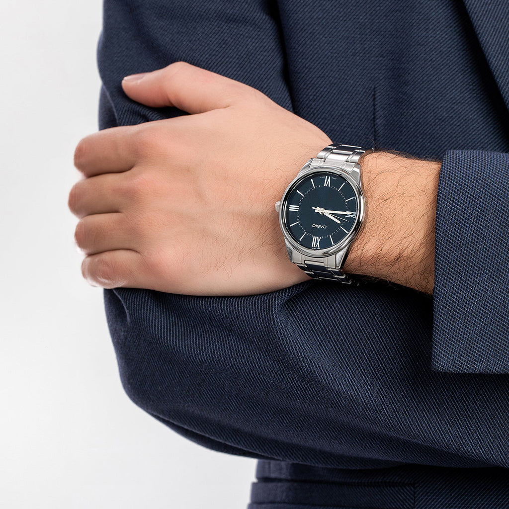 CASIO MTP-V005D-2B5UDF - ELEGANT BLUE DIAL MEN'S STAINLESS STEEL WATCH - TIMELESS STYLE & FUNCTIONALITY-i-Watch-2
