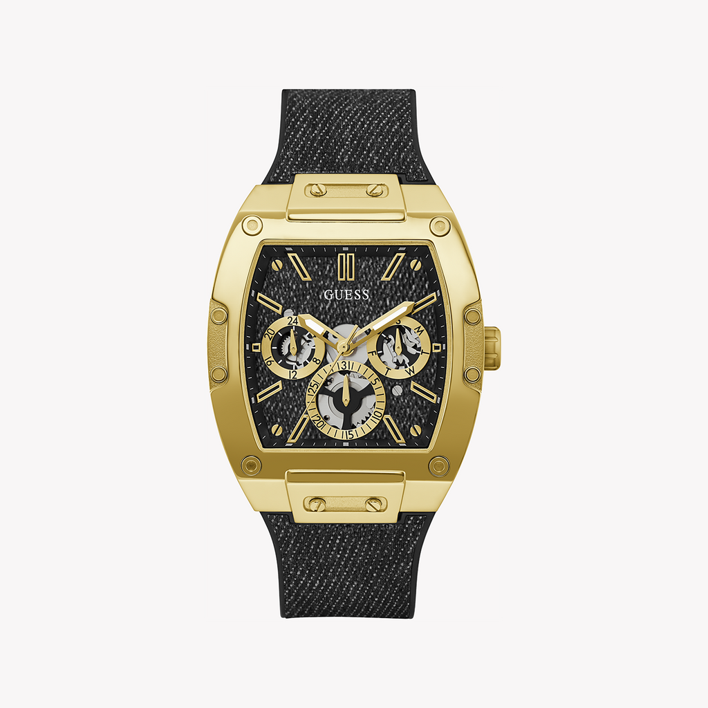 GUESS GW0786G1 - BOLD SOPHISTICATION MEN'S WATCH with Gold Stainless Steel & Black Silicone Band