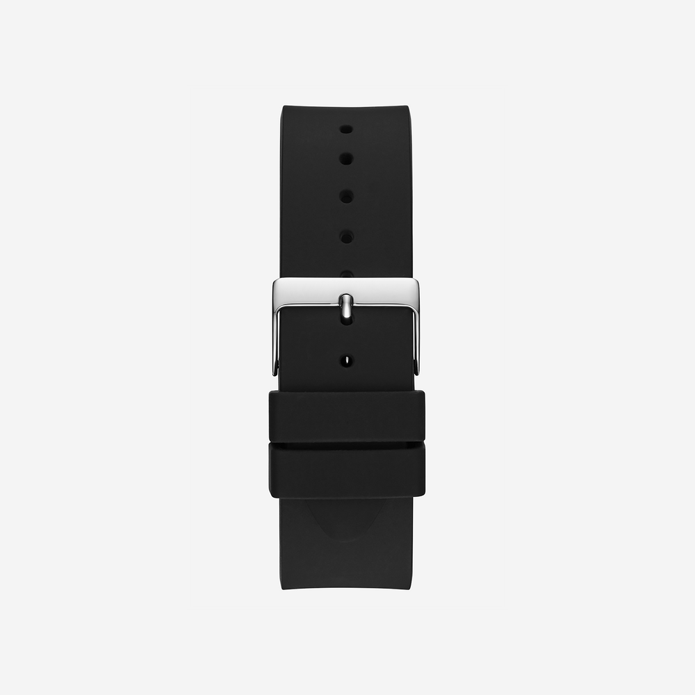 Guess Men's Silver & Black Silicone Watch, Blue Dial | Gw0503g2 by i-watch