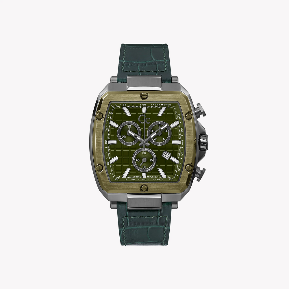 Guess Men's Silver & Green Silicone Watch, Green Dial | Y83011g9mf by i-watch