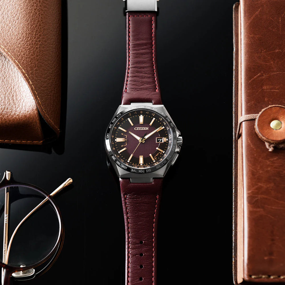Citizen Cb0216-07w Refined Masterpiece - Men's Eco-Drive Watch With Burgundy Dial And Titanium Case by i-watch