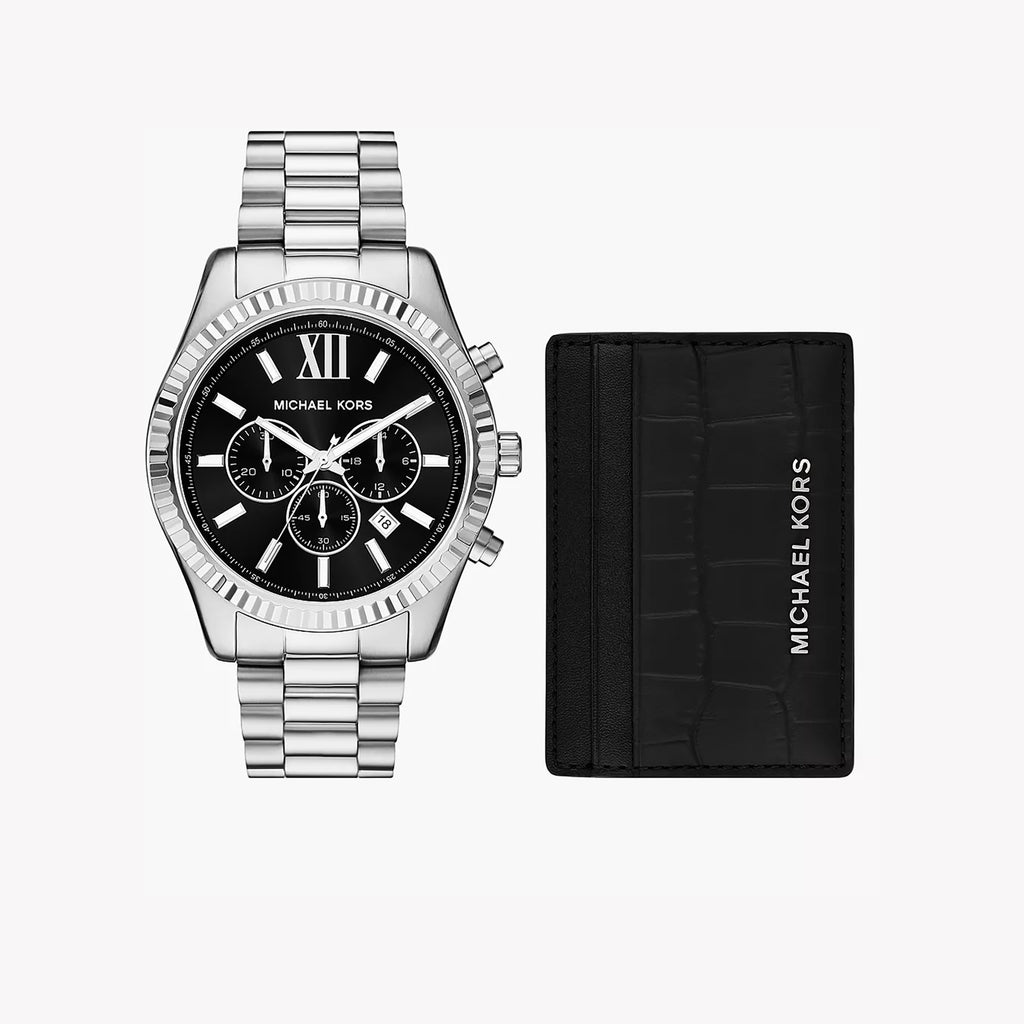 MICHAEL KORS MK1091SET - BOLD SOPHISTICATION MEN'S WATCH WITH SILVER STAINLESS STEEL & BLACK DIAL