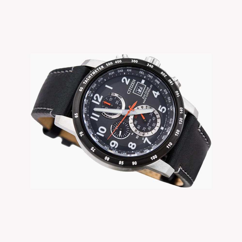 Citizen At8124-08h Modern Precision - Men's Eco-Drive Silver & Black Leather Watch by i-watch