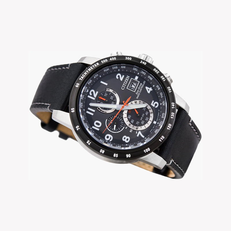 Citizen At8124-08h Modern Precision - Men's Eco-Drive Silver & Black Leather Watch by i-watch