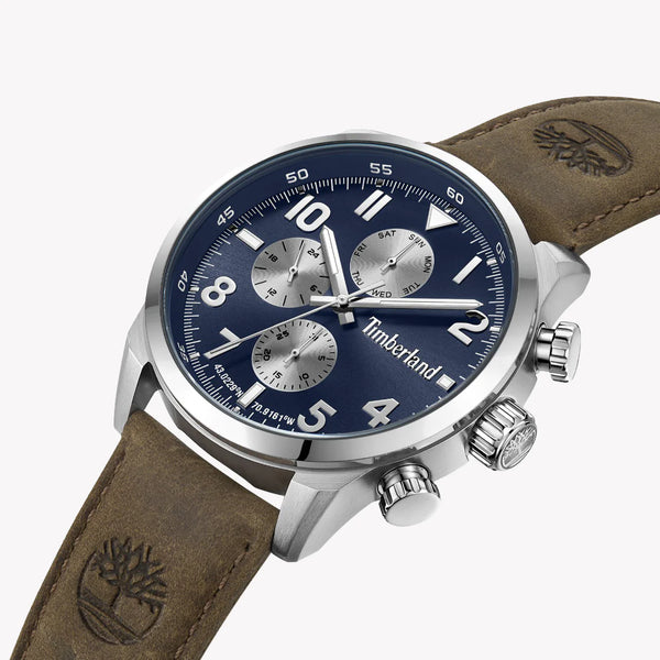 Timberland Men's Brown Leather Watch, Silver Case | Tdwgf0009501 by i-watch