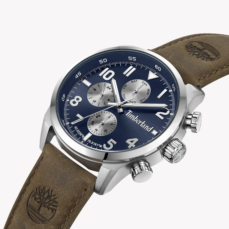 Timberland Men's Brown Leather Watch, Silver Case | Tdwgf0009501 by i-watch
