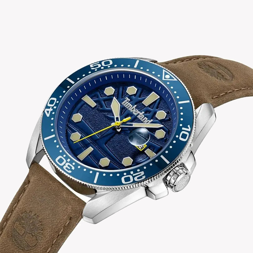 TIMBERLAND TDWGB2230604 RUGGED ELEGANCE - MEN'S WATCH WITH BROWN LEATHER BAND & BLUE DIAL-i-Watch-3