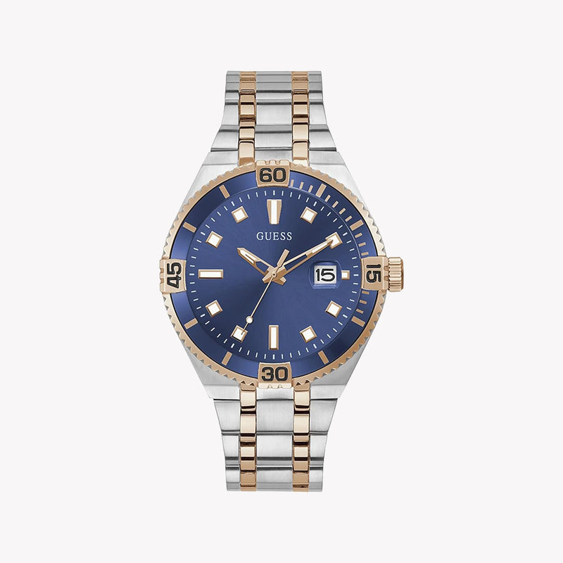 Guess Men's Silver/Rose Gold Watch, Blue Dial | Gw0330g3 by i-watch