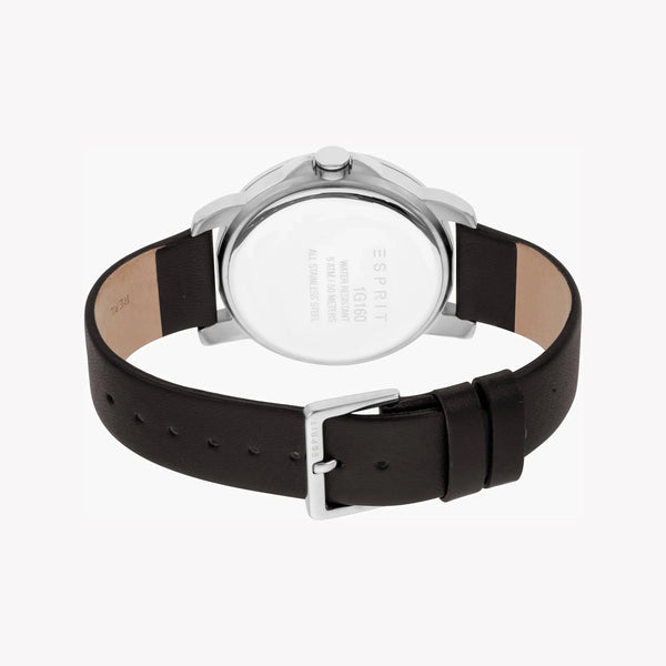 ESPRIT MEN'S TIMEPIECE - ELEGANT BLACK LEATHER & SILVER DIAL STAINLESS STEEL WATCH-i-Watch-3