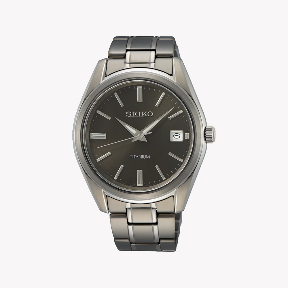 Seiko Men's Grey Stainless Steel Watch, Black Dial | Sur375p1 by i-watch