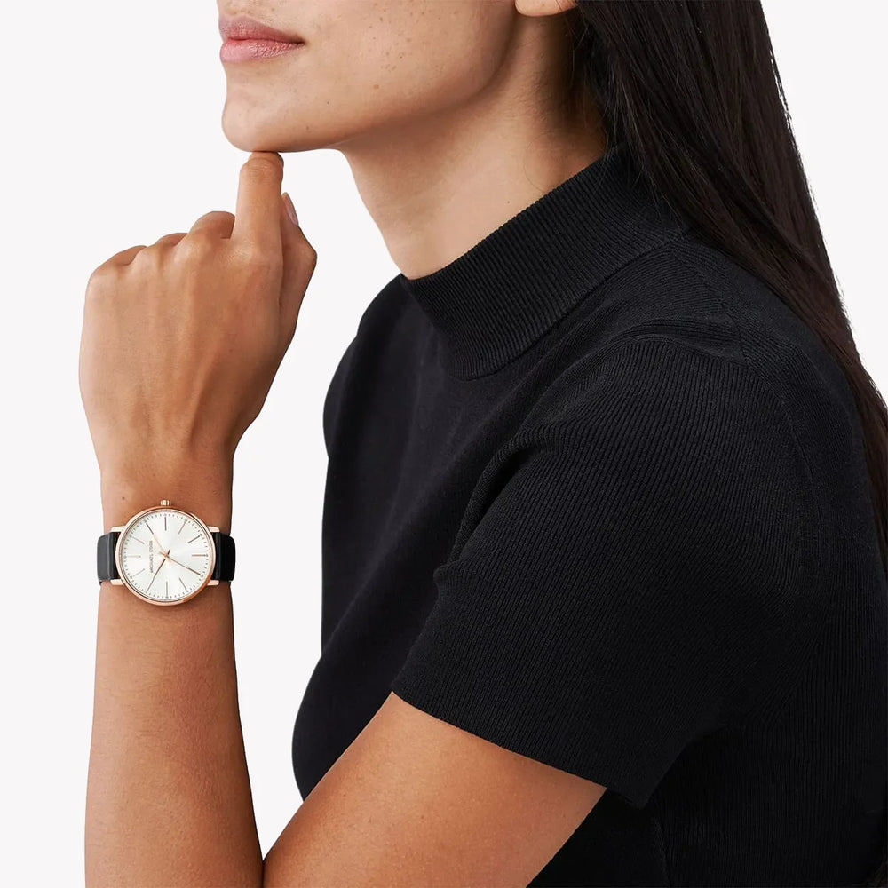 Michael Kors Women's Rose Gold Watch, Black Leather | Mk2834 by i-watch